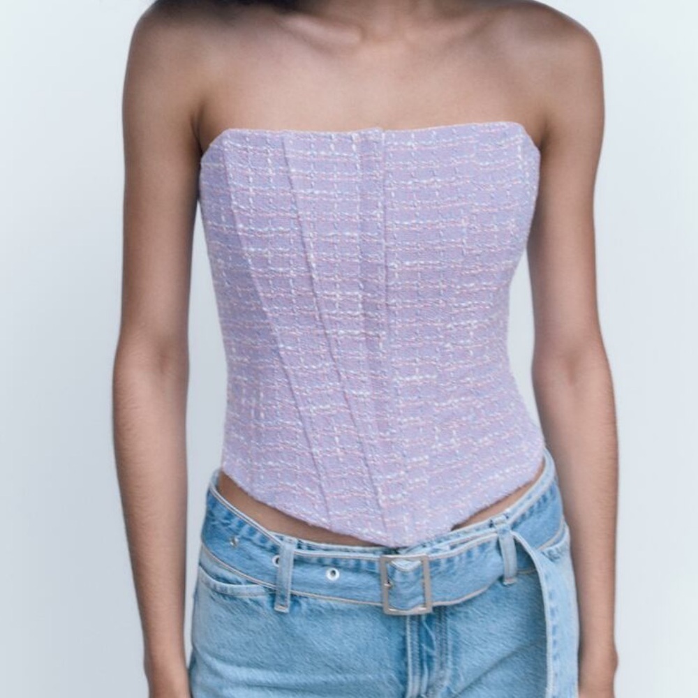 Zara Purple Strapless Top